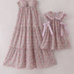 Purple floral print tiered mom&me dress