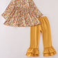 Highland cow embroidery ruffle pants set