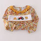 Highland cow embroidery ruffle pants set