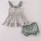 Fall floral print ruffle bloomer set