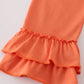 Fall leaves embroidery smocked ruffle pants set