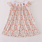 Fall leaves embroidery smocked ruffle dress