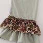 Green camouflage hunting embroidery ruffle pants set