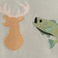 Blue dog deer embroidery pants set
