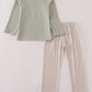 Blue dog deer embroidery pants set