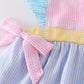 Multi seersucker stripe ruffle dress