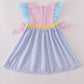 Multi seersucker stripe ruffle dress