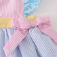 Multi seersucker stripe ruffle shorts set