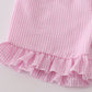 Multi seersucker stripe ruffle shorts set