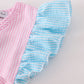 Multi seersucker stripe ruffle shorts set