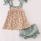 Mustard & mint floral print ruffle bloomer set