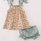 Mustard & mint floral print ruffle bloomer set