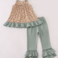 Mustard & mint floral print ruffle pants set