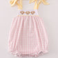 Pink puppy embroidery gingham bubble