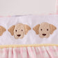 Pink puppy embroidery gingham bubble