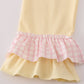 Pink puppy embroidery ruffle pants set