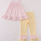 Pink puppy embroidery ruffle pants set