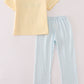 Yellow puppy embroidery gingham pants set