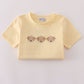 Yellow puppy embroidery gingham pants set