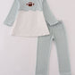 Sage stripe football french knot pants set