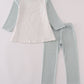 Sage stripe football french knot pants set