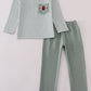 Sage stripe football french knot pants set