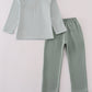 Sage stripe football french knot pants set