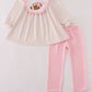 Pink football french knot ruffle stripe pants set