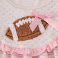Pink football french knot ruffle stripe pants set