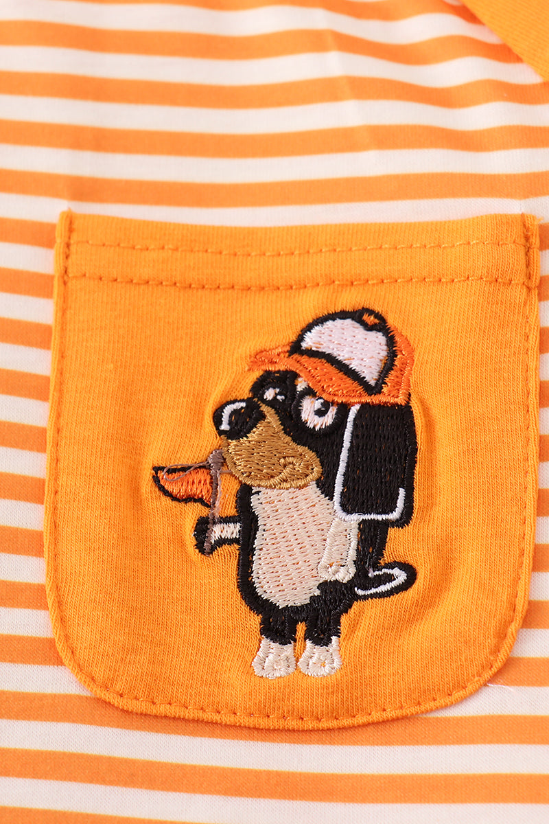 Orange Tennessee go vols applique stripe top