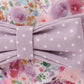 Purple floral print canvas bow lunch bag