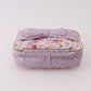 Purple floral print canvas bow lunch bag