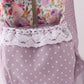 Purple floral print canvas ruffle backpack