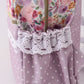 Purple floral print canvas ruffle backpack