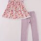 Purple floral print ruffle pants set