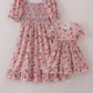 Purple floral print ruffle mom&me dress