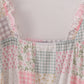 Pastel patchwork garden print tiered mom dress