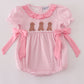 Pink stripe puppy embroidery ruffle bubble