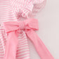 Pink stripe puppy embroidery ruffle bubble