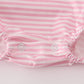 Pink stripe puppy embroidery ruffle bubble