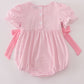 Pink stripe puppy embroidery ruffle bubble