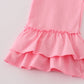 Pink stripe puppy embroidery ruffle pants set
