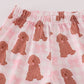 Pink puppy bow print ruffle pajamas set