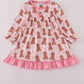 Pink puppy bow print ruffle pajamas dress