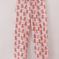 Pink puppy bow print ruffle pajamas mom pants