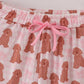 Pink puppy bow print ruffle pajamas mom pants