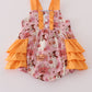 Pink pumpkin ghost print ruffle bubble