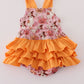 Pink pumpkin ghost print ruffle bubble