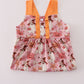 Pink pumpkin ghost print ruffle dress