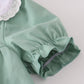 Green pumpkin bow embroidery ruffle pants set